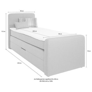 Boxspringbett mit Bettkasten inkl. Topper und Kissen