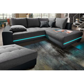 Polsterecke mit Beleuchtung schwarz/anthrazit