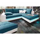 Polsterecke mit Beleuchtung bianco/t�rkis