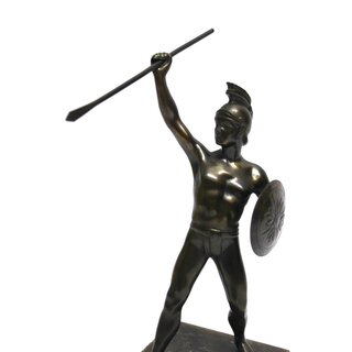 Zinnguss Skulptur R�mer mit Speer Spartacus um 1920